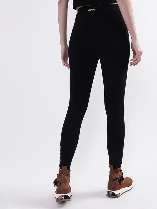DKNY Women Black Solid Regular Fit Leggings