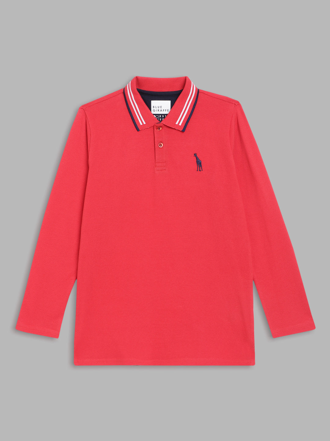 Blue Giraffe Boys Red Solid Polo TShirt