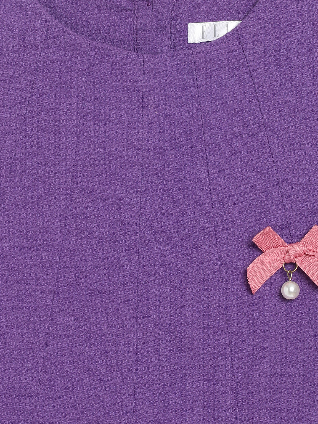 Elle Kids Girls Purple Solid Round Neck Top