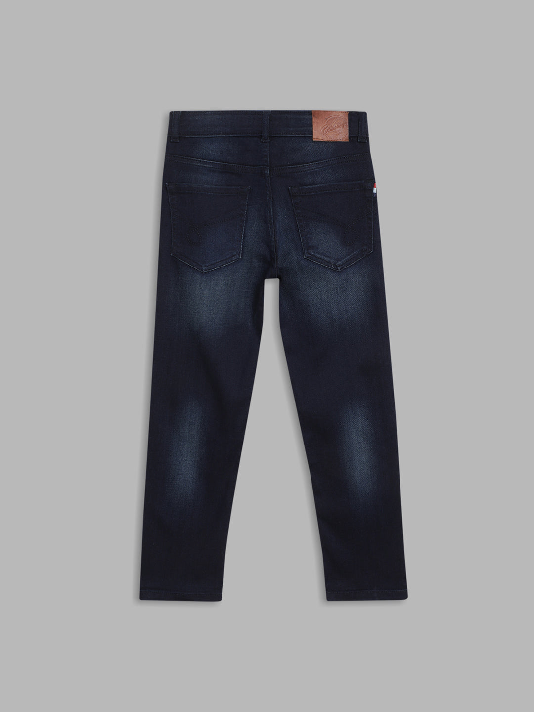 Blue Giraffe Boys Blue Solid Straight Fit Jeans