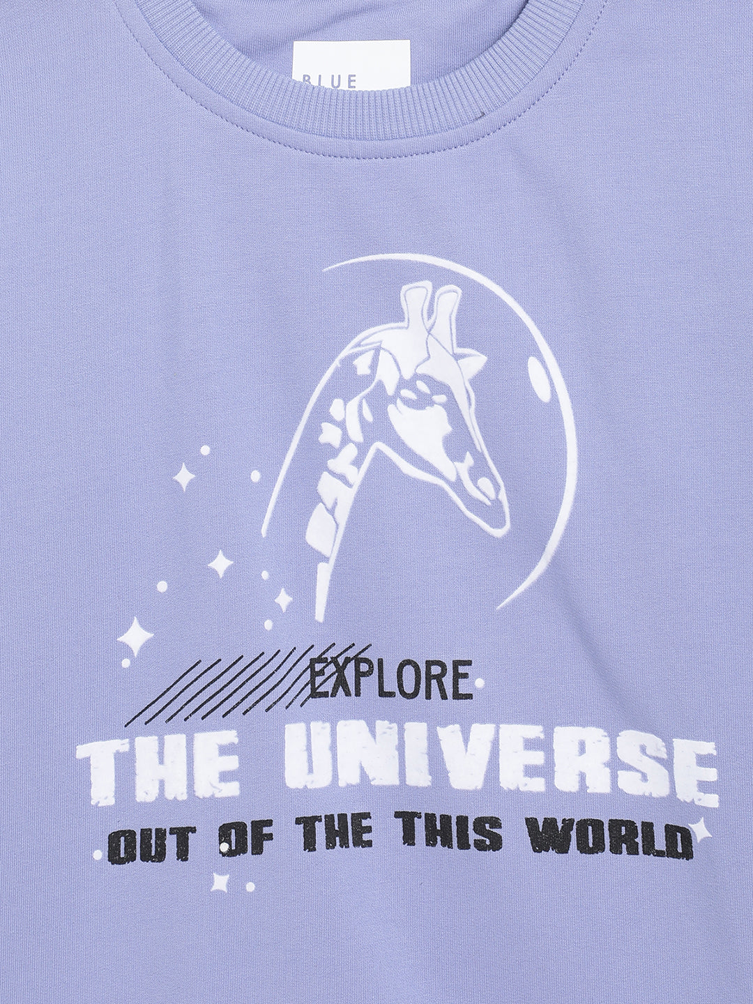 Blue Giraffe Boys Lavender Solid Round Neck TShirt