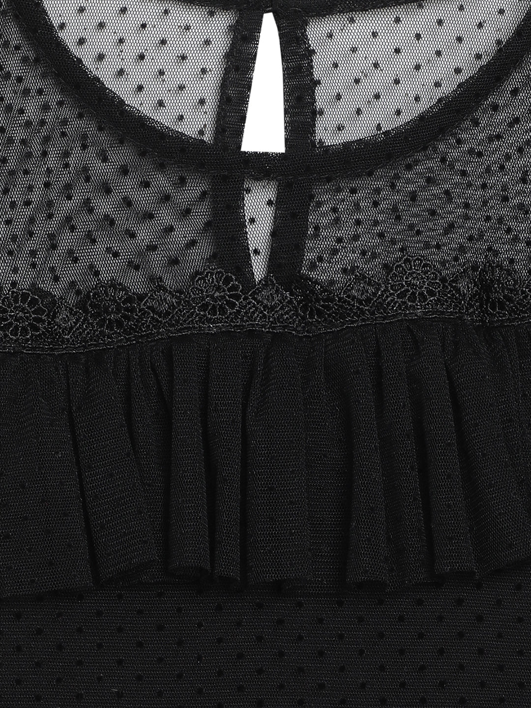 Blue Giraffe Girls Black Solid Round Neck Dress