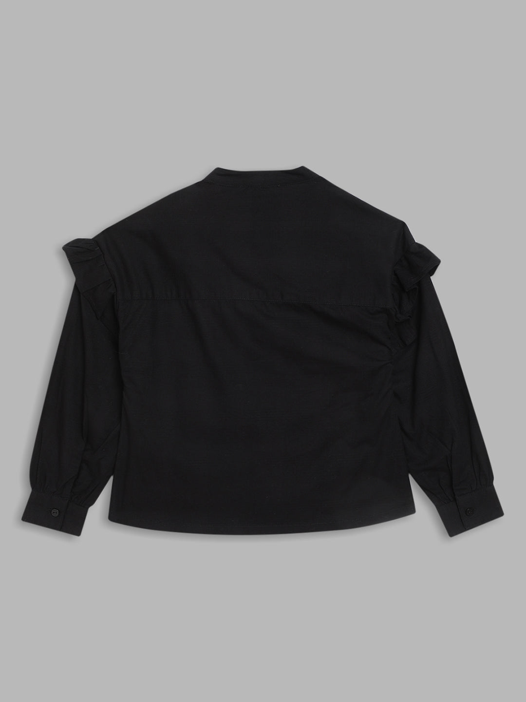 Elle Kids Girls Black Solid Mandarin Collar Top