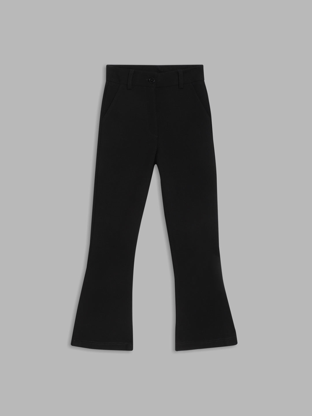 Elle Kids Girls Black Solid Fit and Flare Trouser