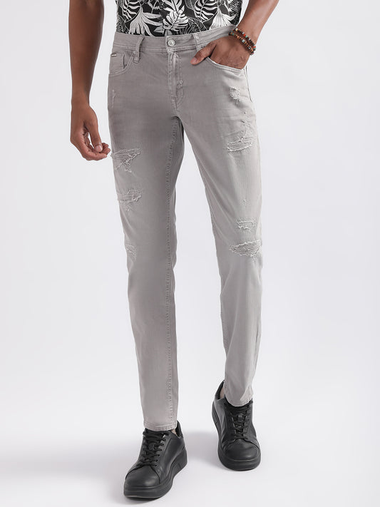 Antony Morato Men Tapered Fit Mildly Distressed Heavy Fade Jeans