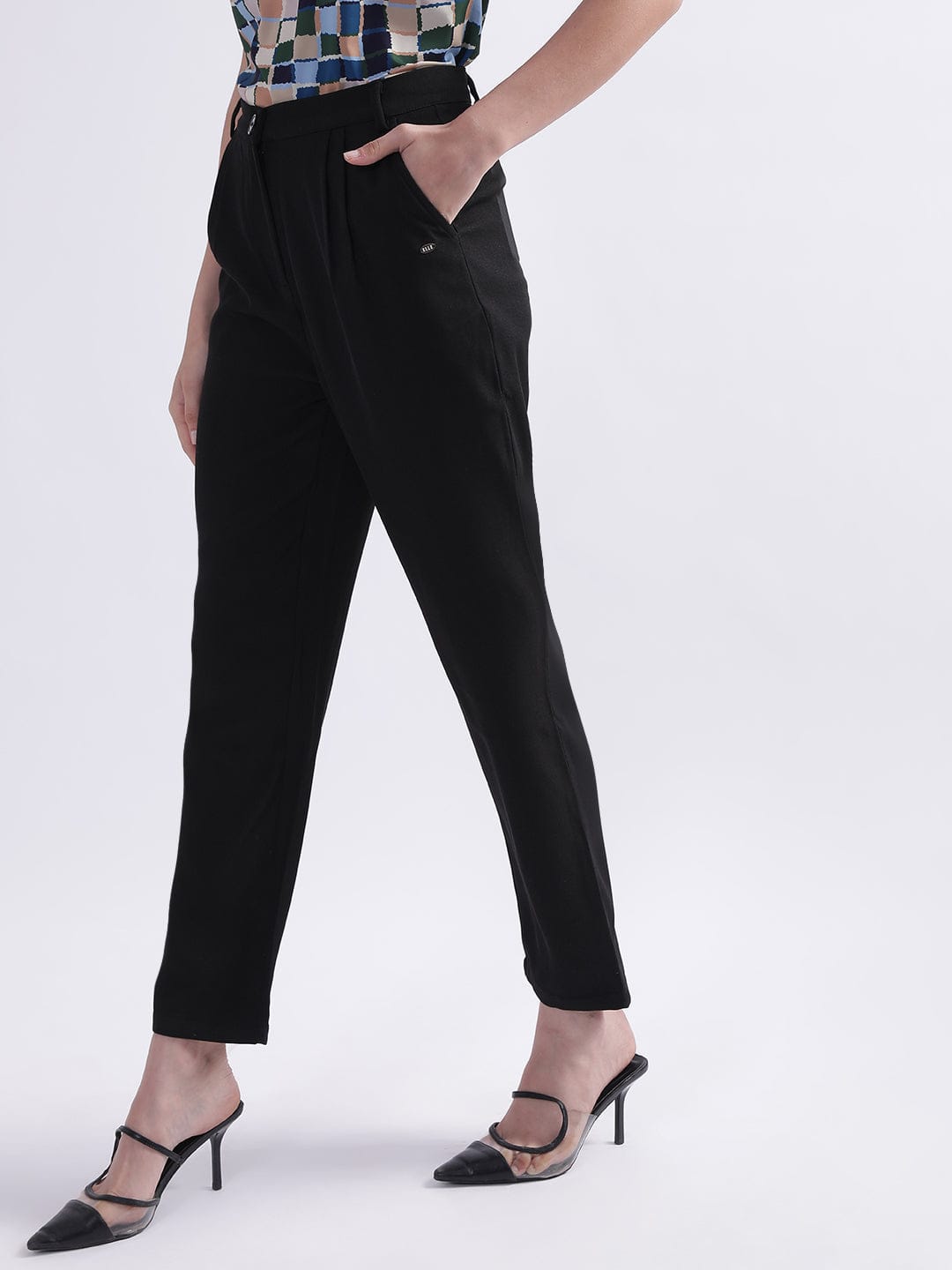 Elle Women Black Regular Fit Trouser