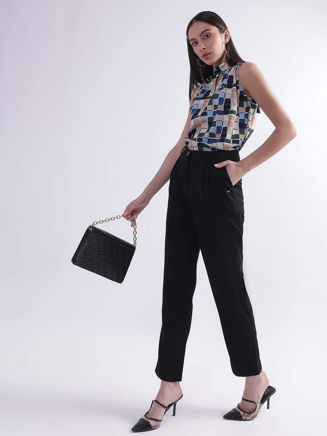 Elle Women Black Regular Fit Trouser