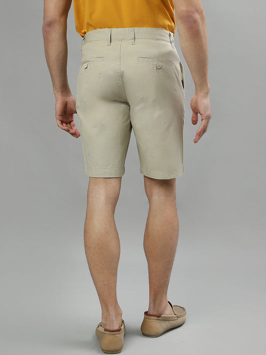 Iconic Men Beige Regular Fit Shorts