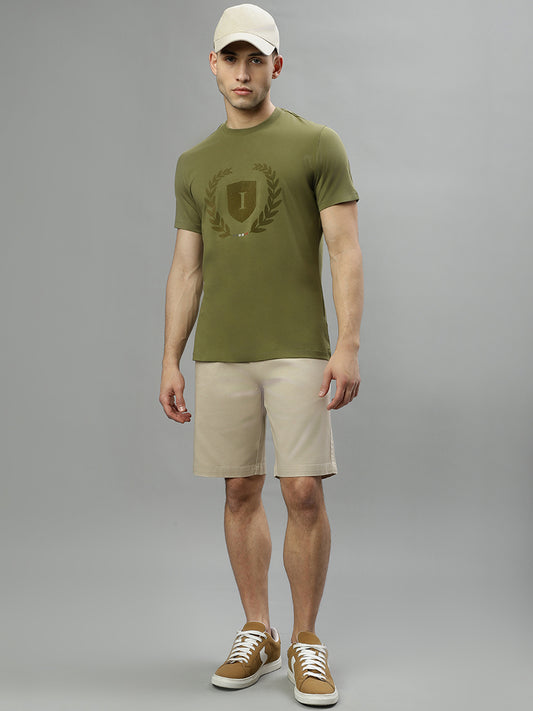 Iconic Men Beige Solid Regular Fit Shorts