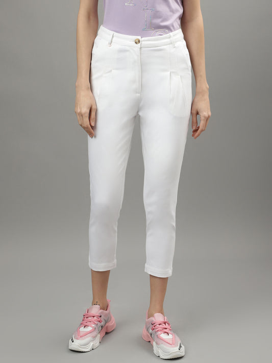 Iconic Women White Solid Regular Fit Trouser