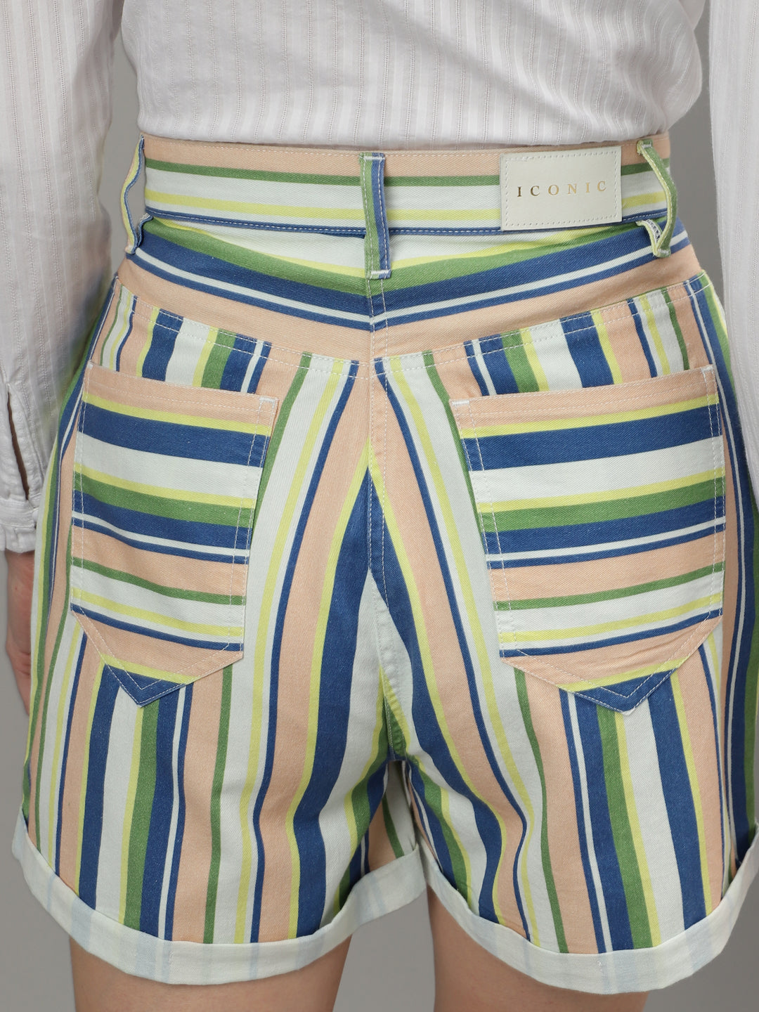 Iconic Women Multi Striped Regular Fit Shorts