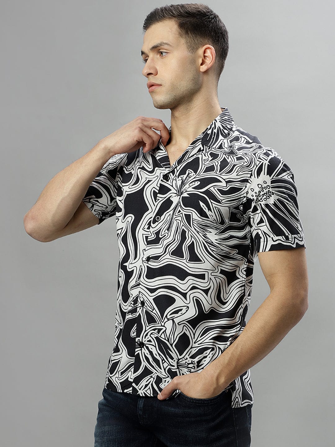 Iconic Men Black Shirt Collar Shirt