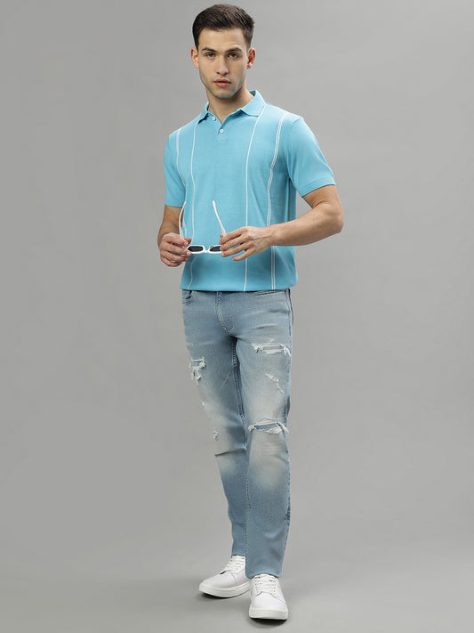 Iconic Men Light Blue Solid Slim Fit Jeans