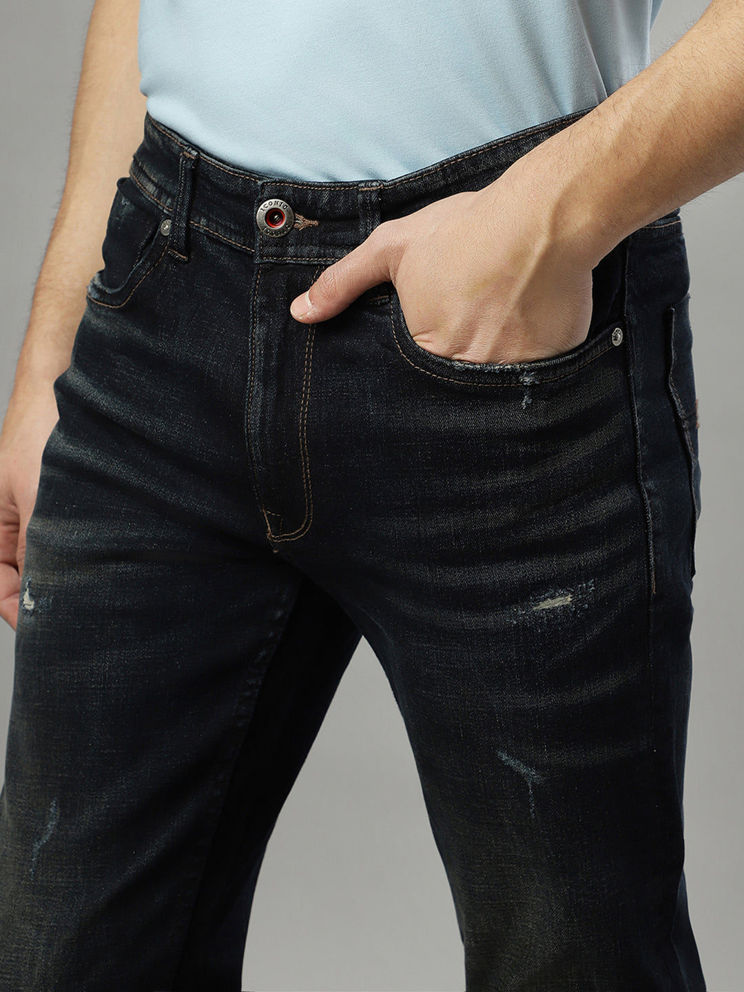 Iconic Men Blue Solid Regular Fit Jeans
