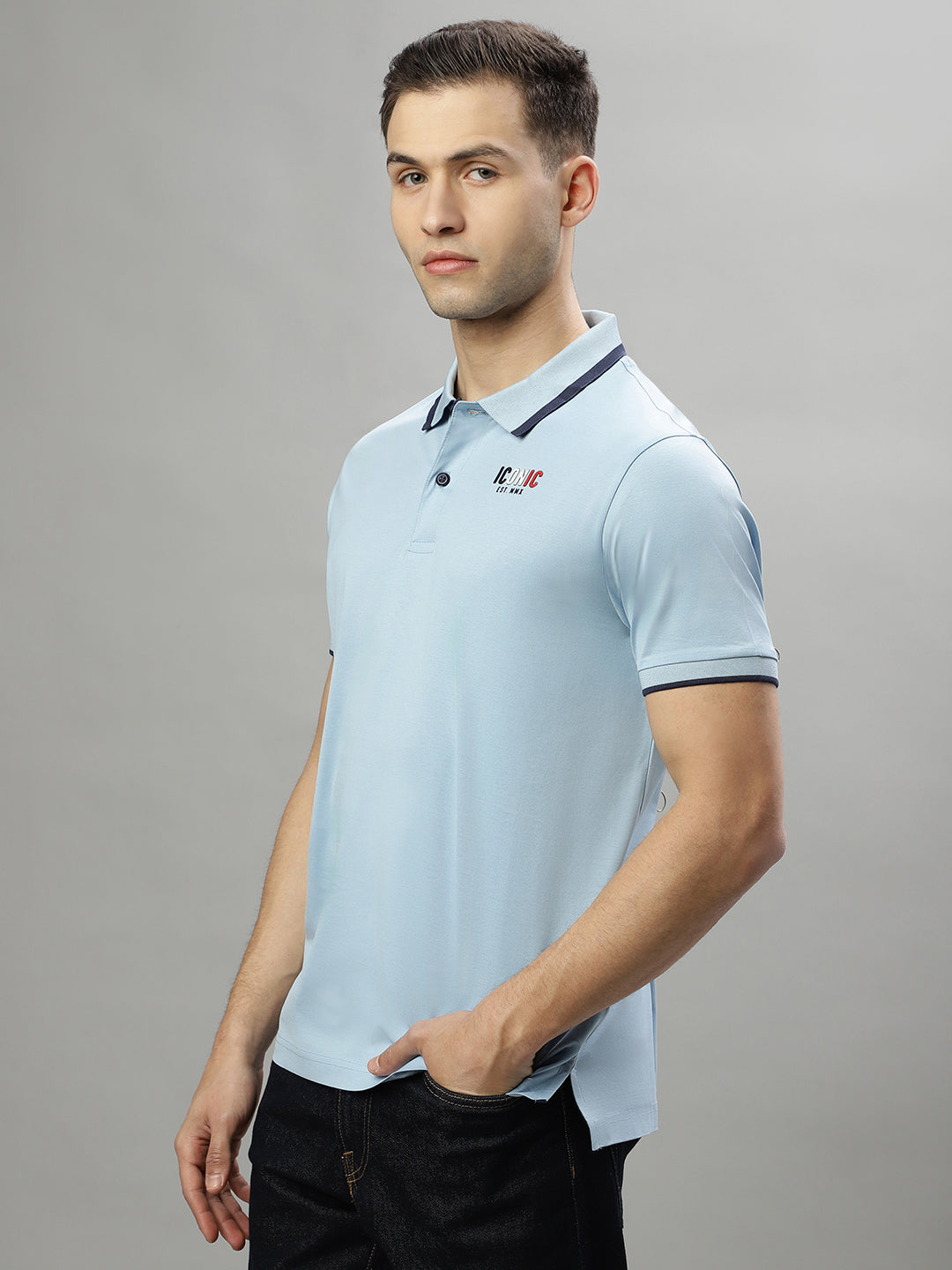 Iconic Sky Blue Logo Regular Fit Polo T-Shirt