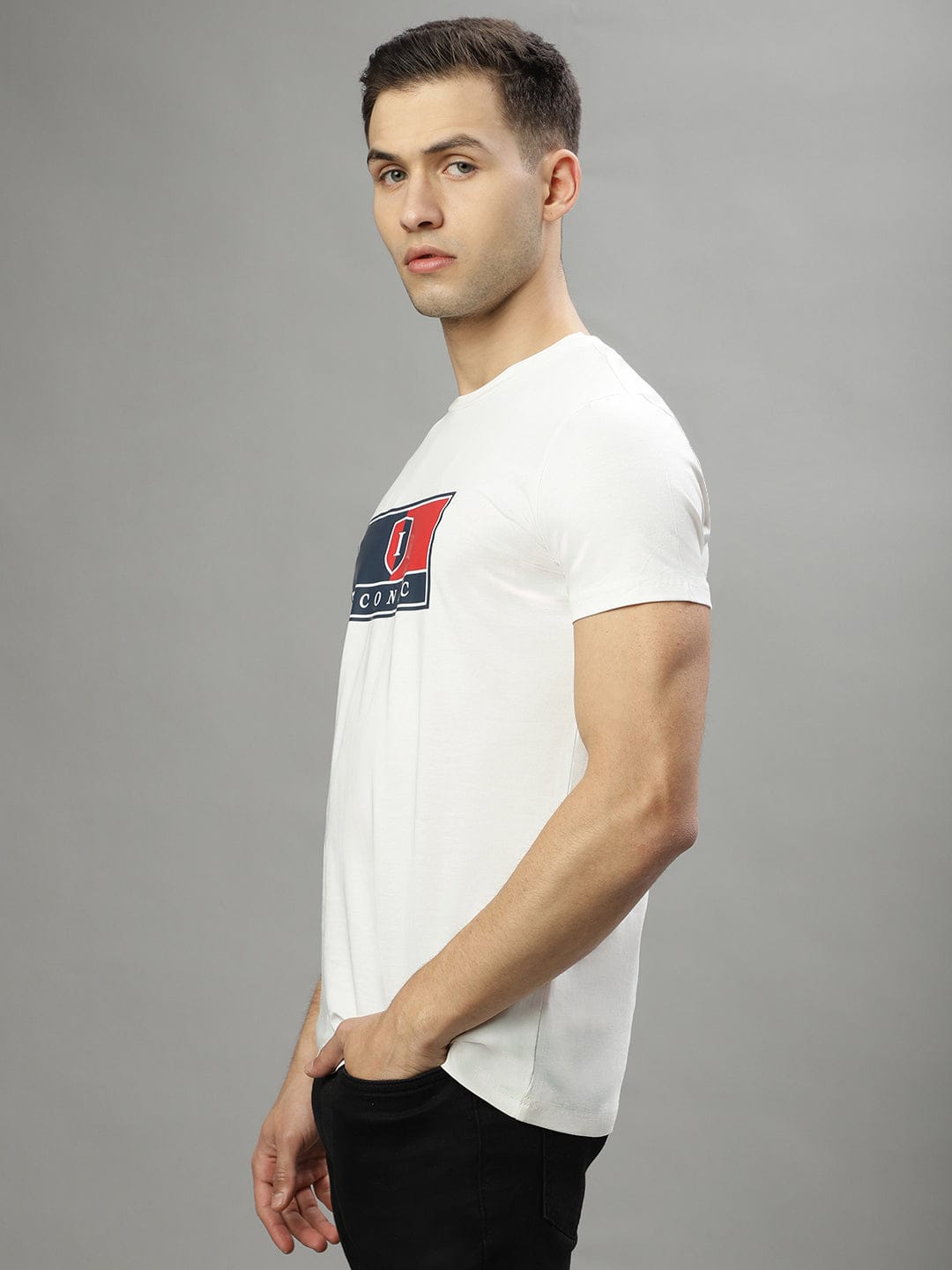 Iconic Men White Crew Neck Tshirt