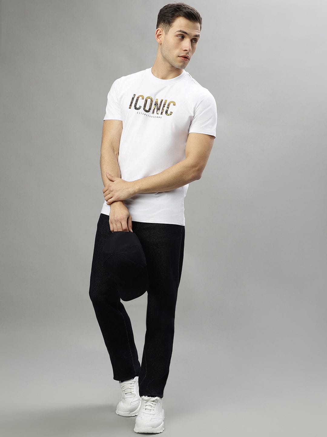 Iconic Men White Crew Neck Tshirt