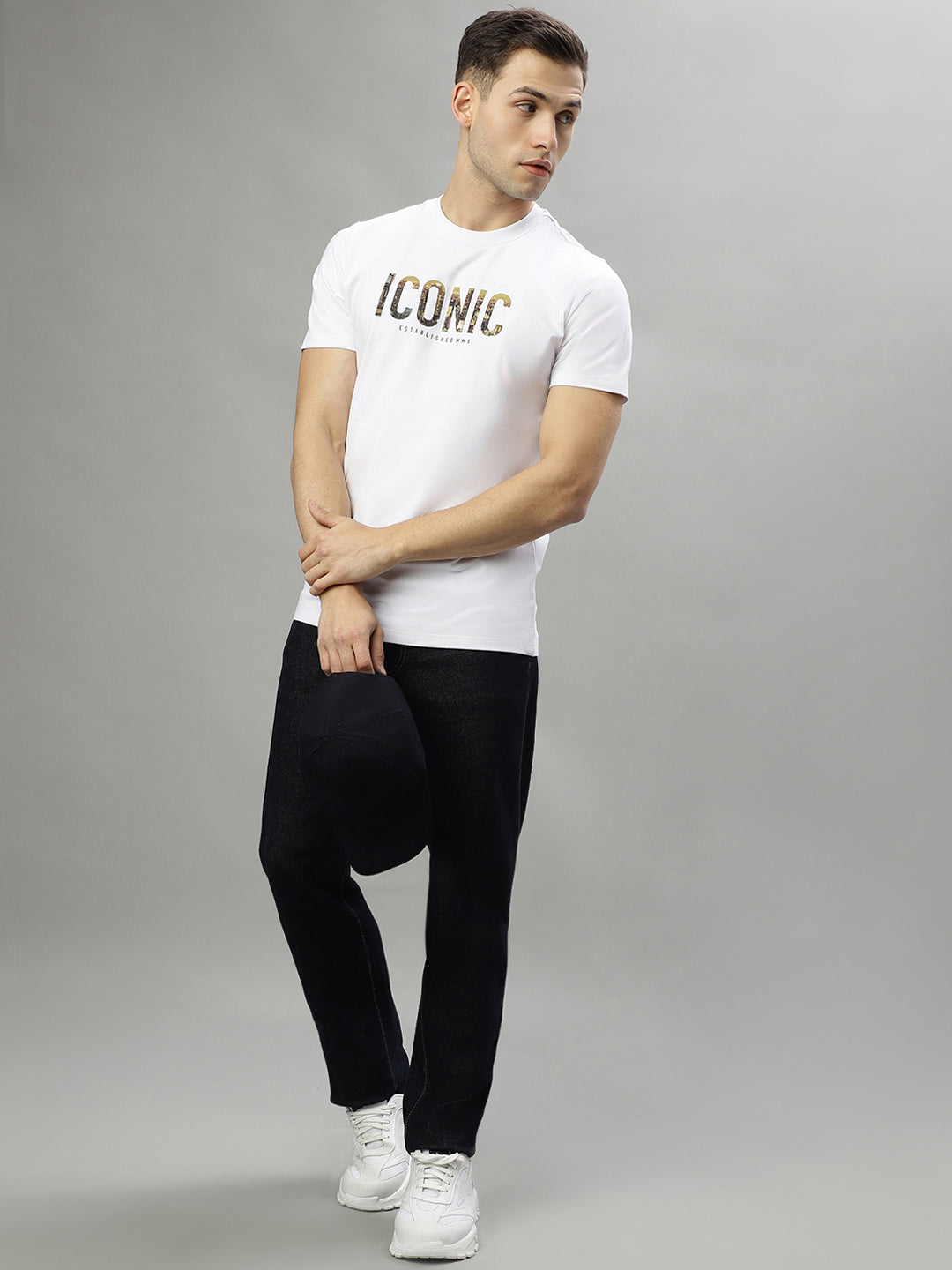 Iconic Men White Crew Neck Tshirt