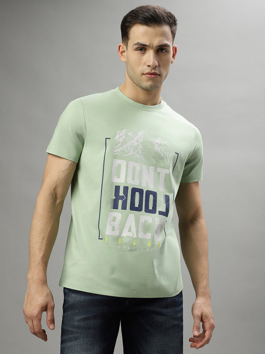 Iconic Green Printed Regular Fit T-Shirt