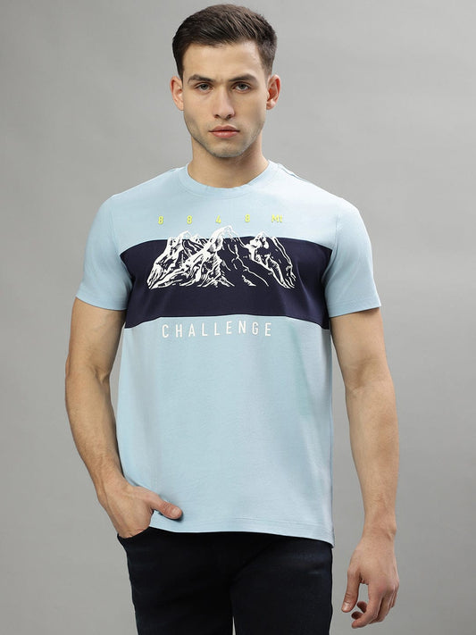 Iconic Men Blue Crew Neck Tshirt