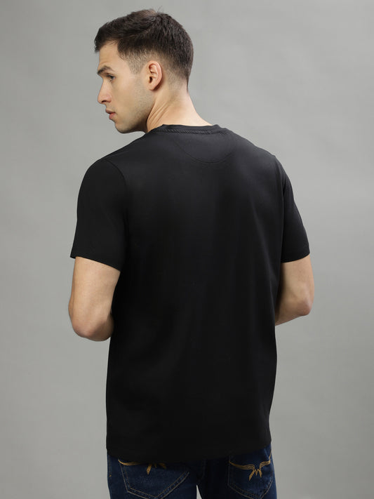 Iconic Black Printed Regular Fit T-Shirt