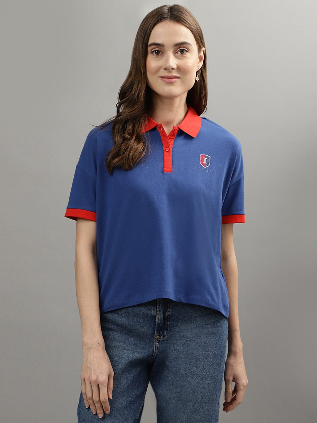 Iconic Women Blue Polo Tshirt