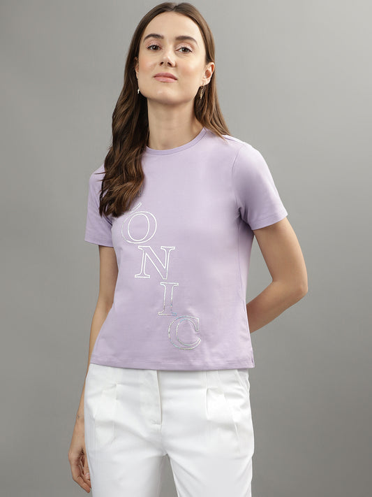 Iconic Lavender Logo Regular Fit T-Shirt
