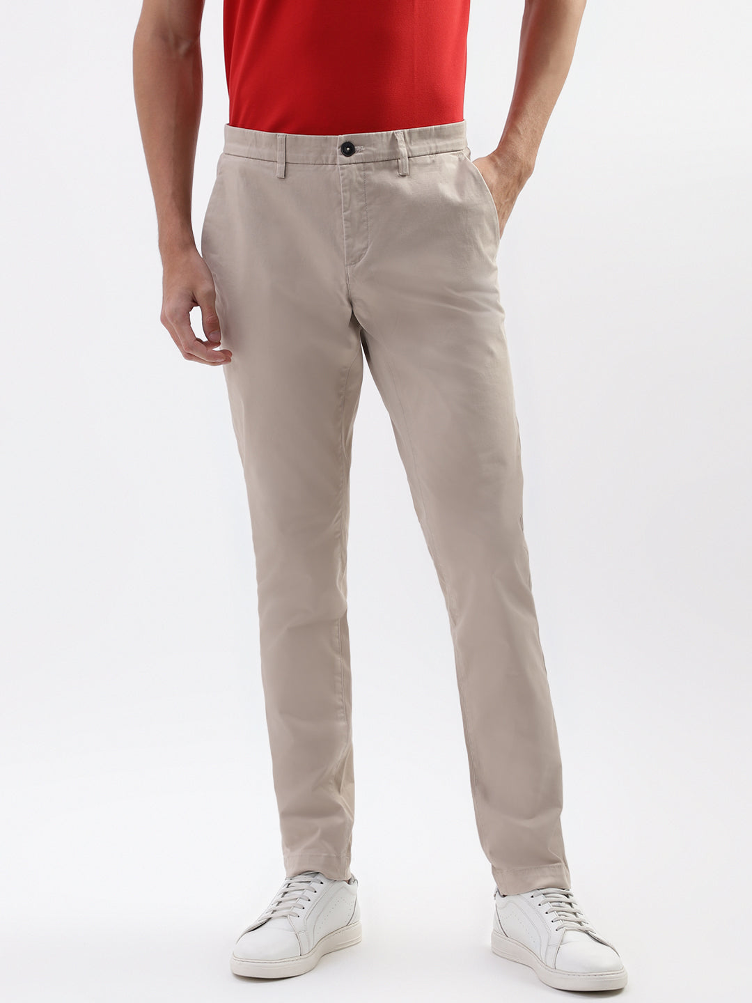 Bruun & Stengade Men Beige Solid Slim Fit Trouser