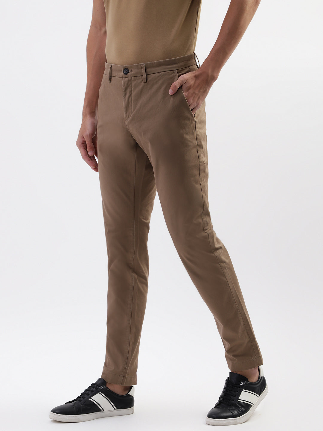 Bruun & Stengade Men Beige Solid Slim Fit Trouser