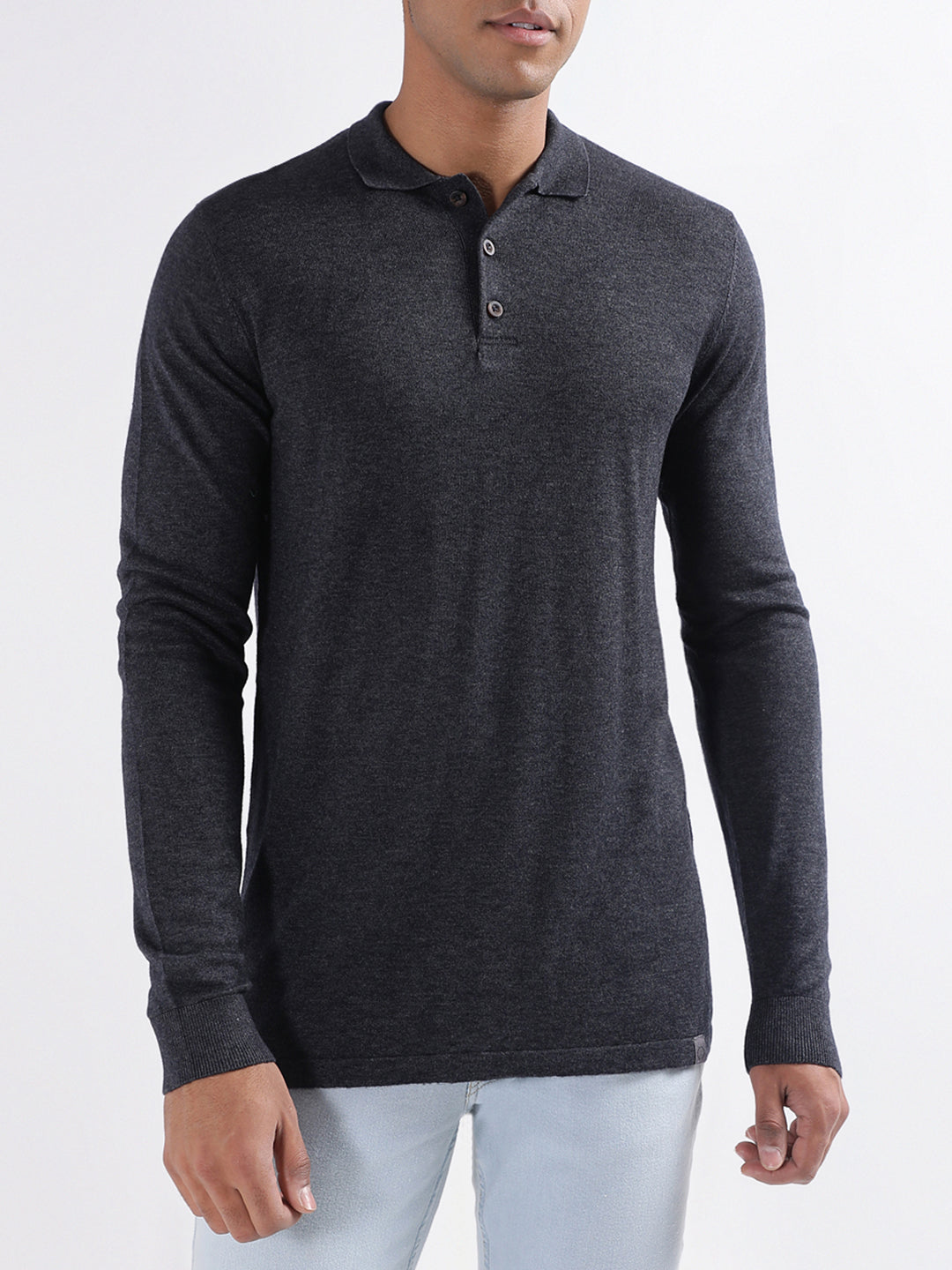 Bruun & Stengade Men Solid Full Sleeves Polo Neck Sweater