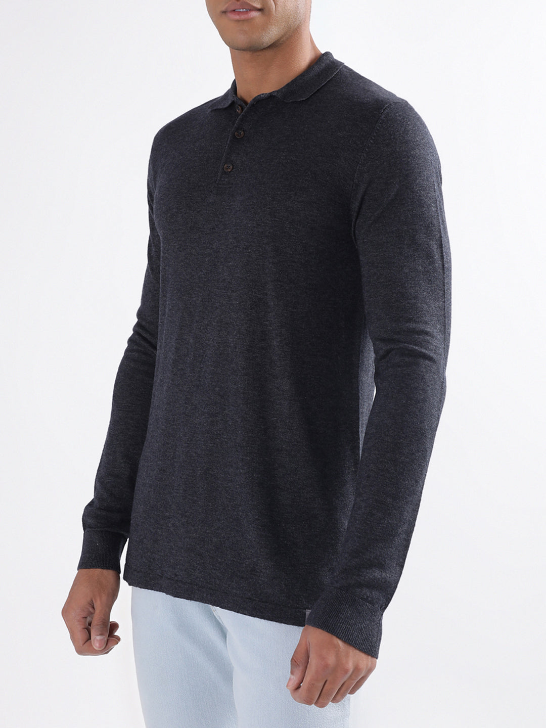 Bruun & Stengade Men Solid Full Sleeves Polo Neck Sweater