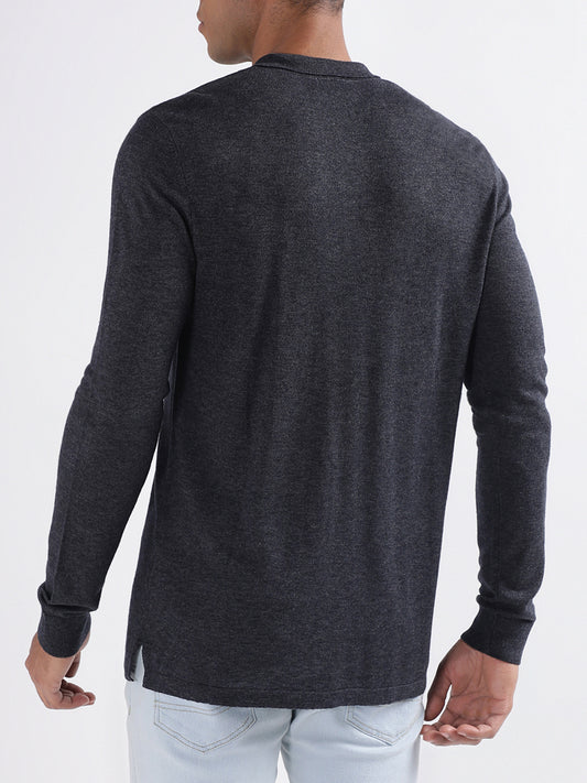 Bruun & Stengade Men Solid Full Sleeves Polo Neck Sweater