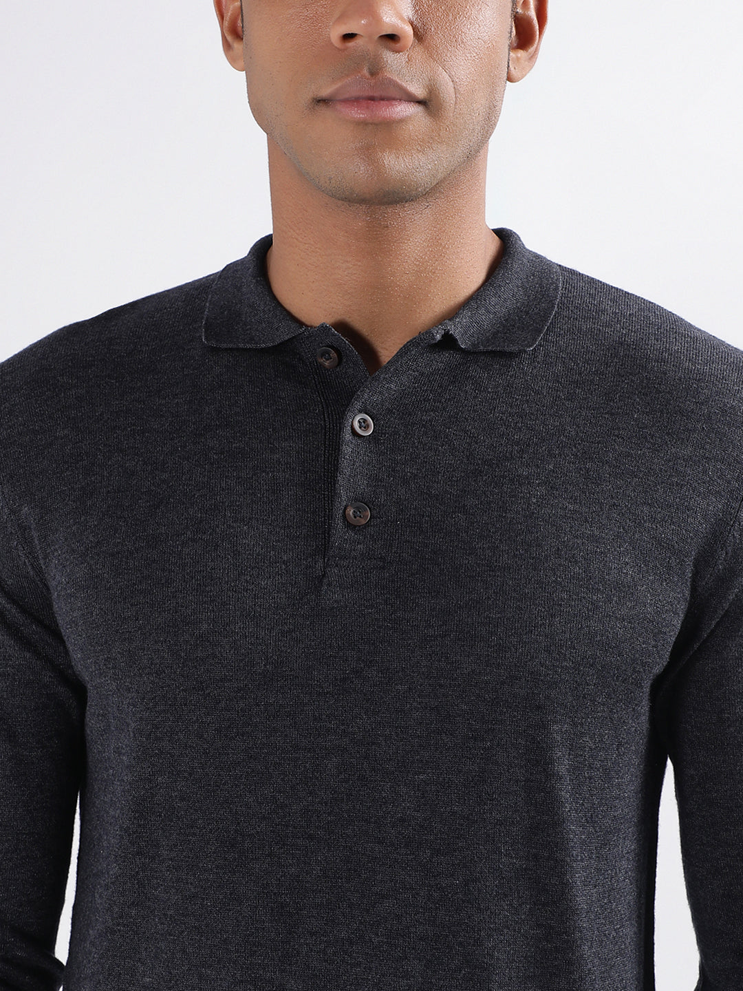 Bruun & Stengade Men Solid Full Sleeves Polo Neck Sweater