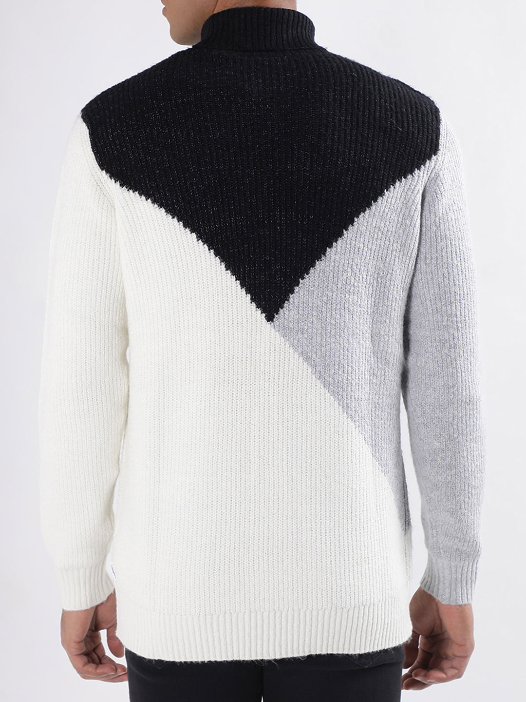 Shop Lindbergh Men Colour Blocked Full Sleeves Turtle Neck Sweater