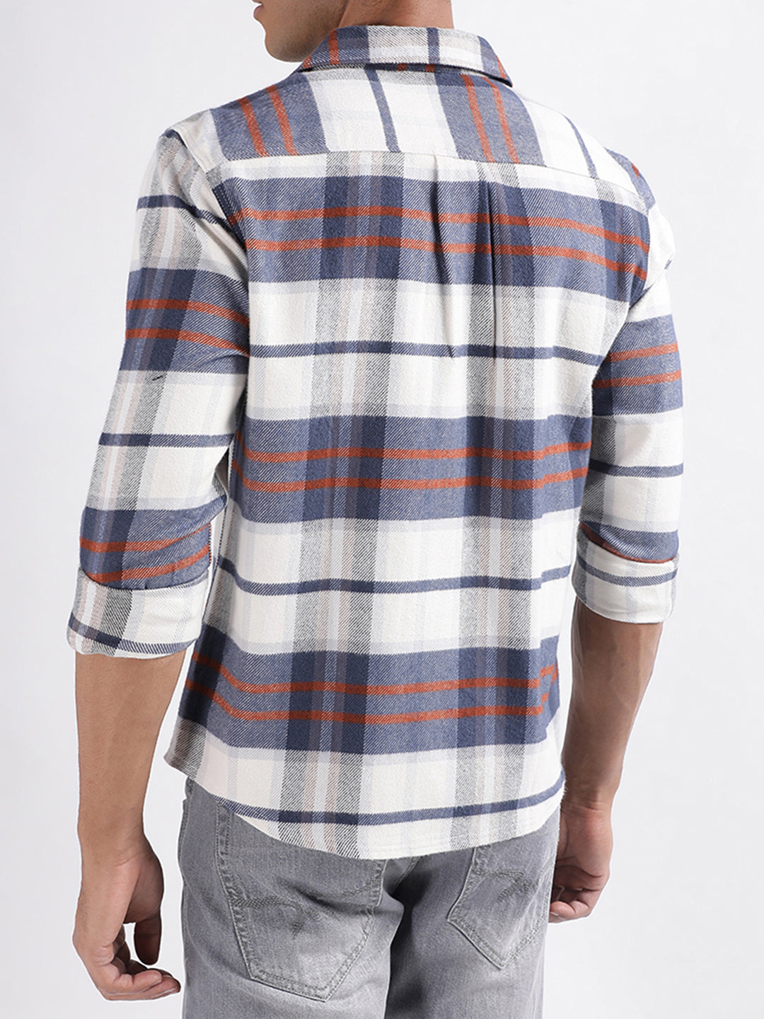Lindbergh Blue Checked Relaxed Fit Shirt