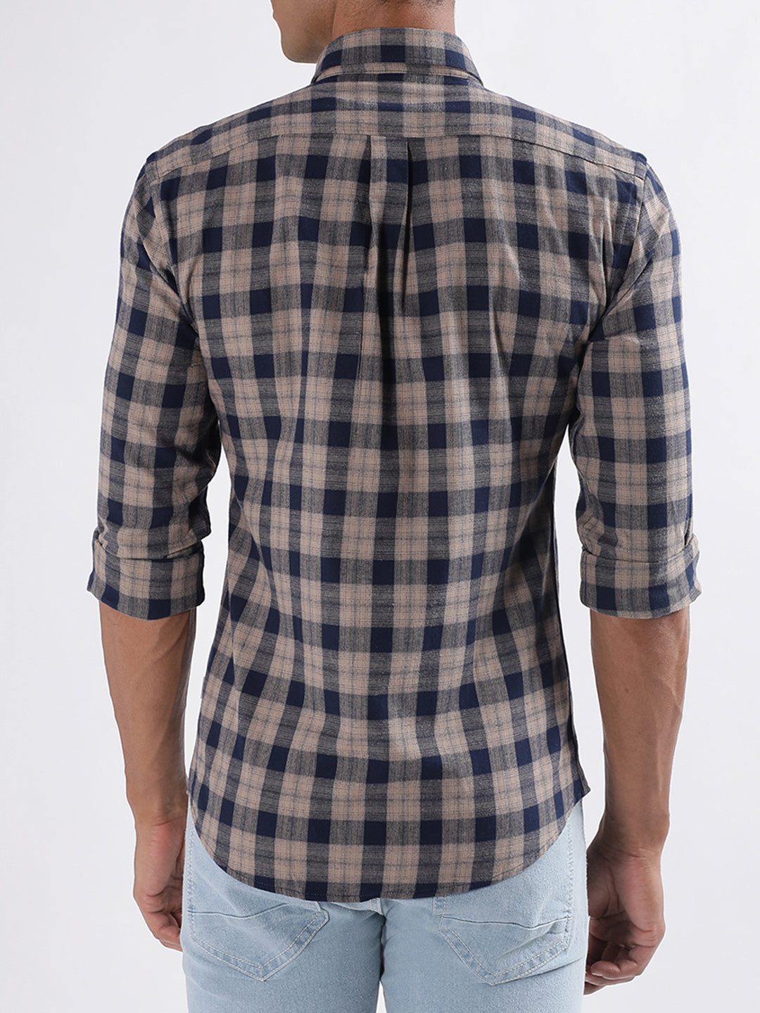 Lindbergh Brown Checked Slim Fit Shirt