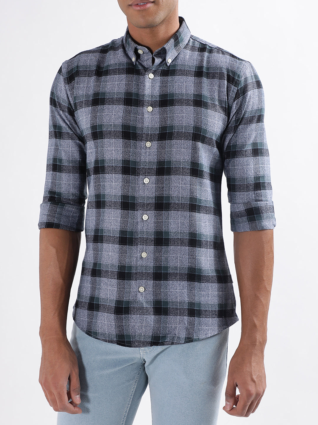 Lindbergh Green Checked Slim Fit Shirt