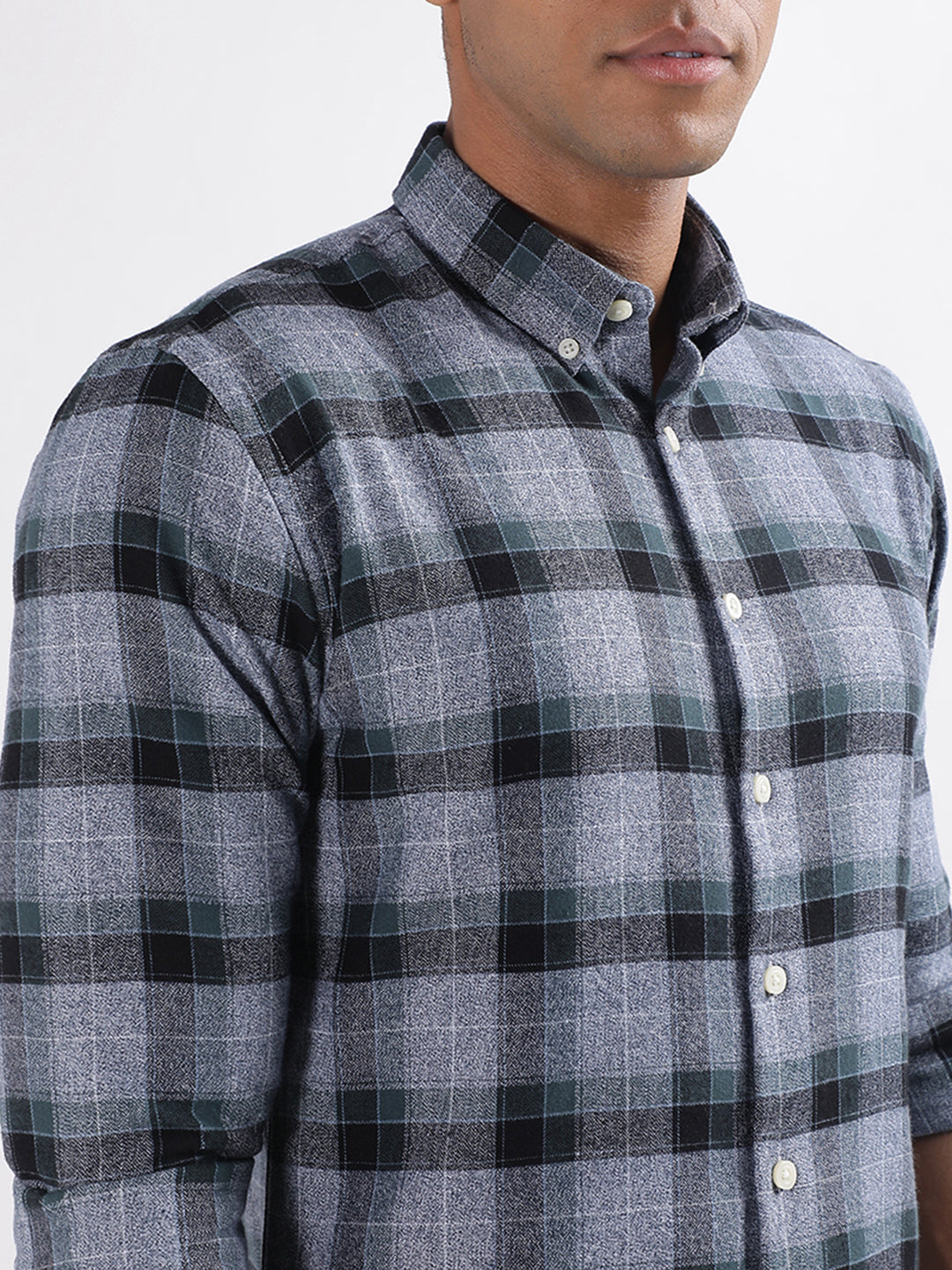 Lindbergh Green Checked Slim Fit Shirt