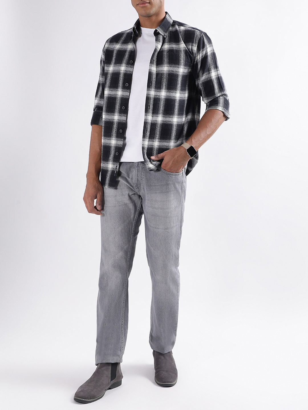 Lindbergh Black Checked Relaxed Fit Shirt