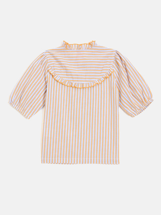 Blue Giraffe Girls Multi Solid Collar Top