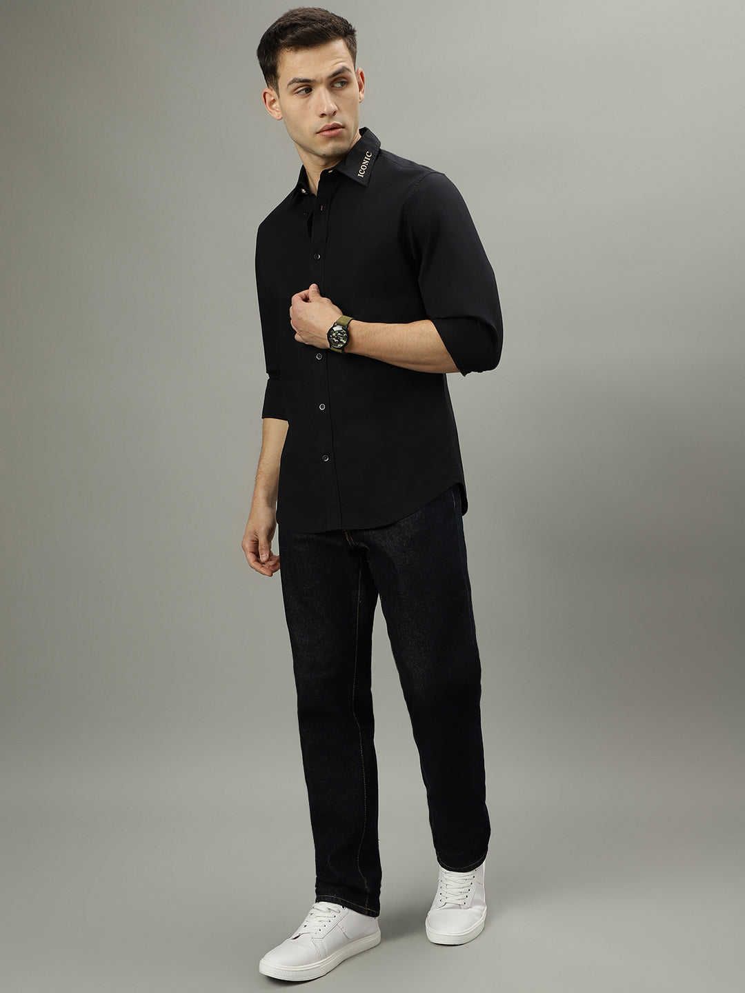 Iconic Black Regular Fit Shirt