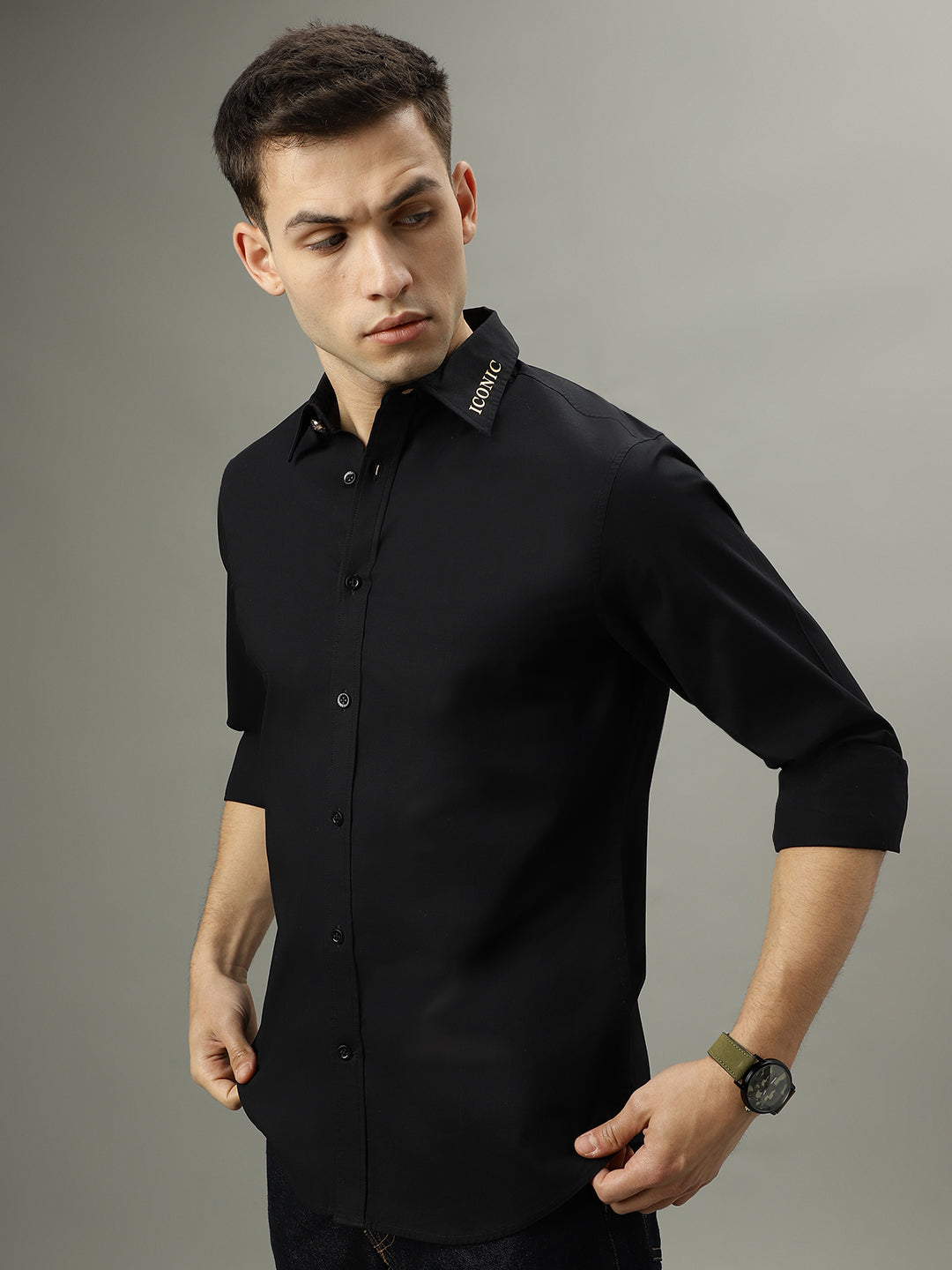 Iconic Black Regular Fit Shirt
