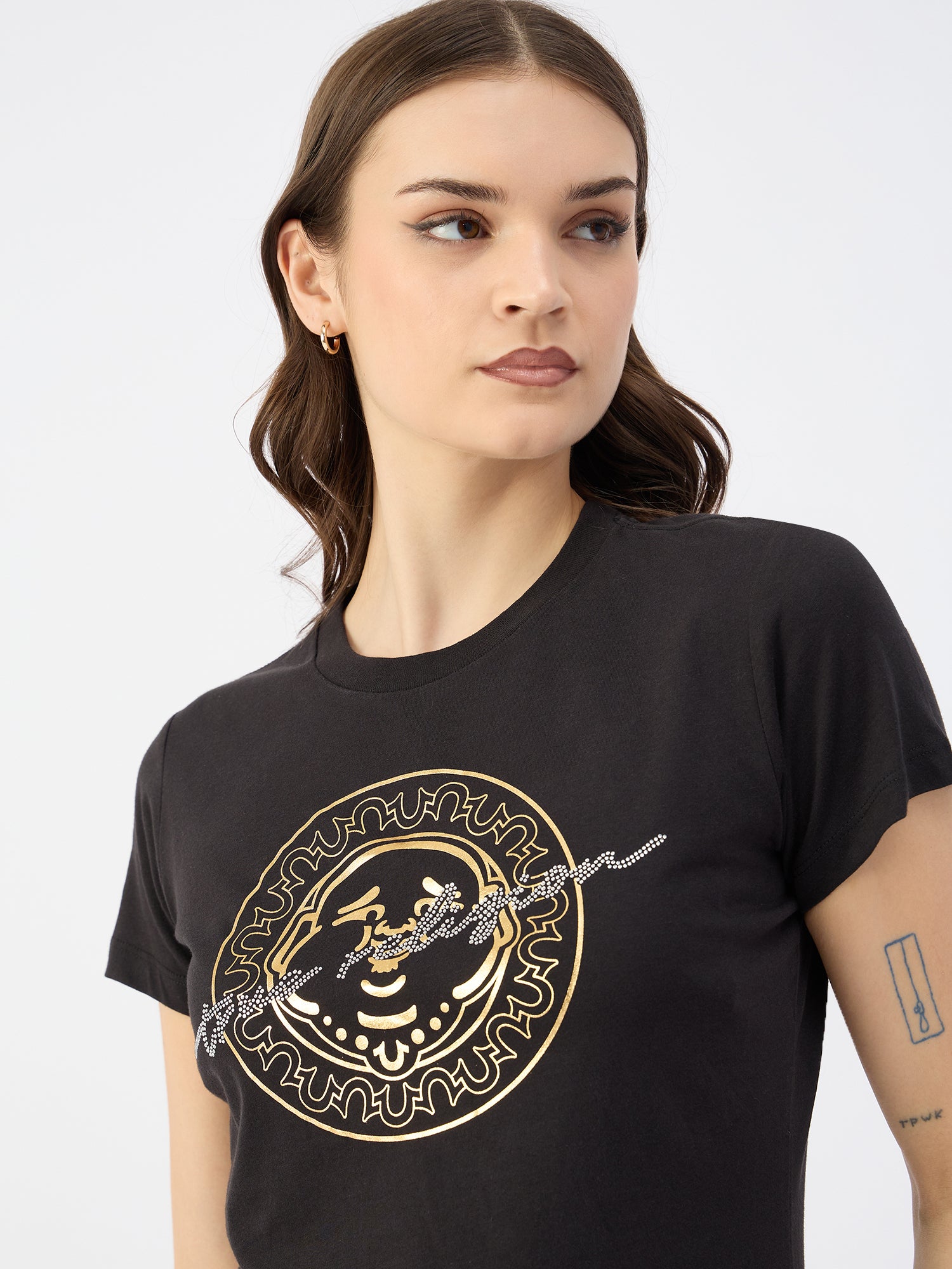 True Religion Women Black Round Neck Tshirt