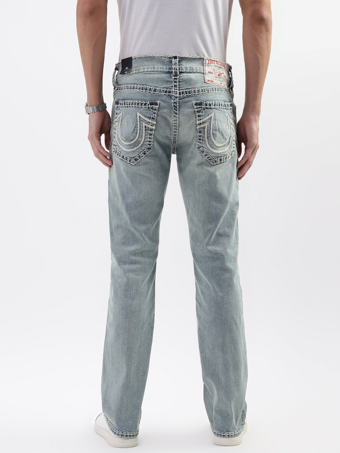 True Religion Men Blue Solid Straight Fit Jeans