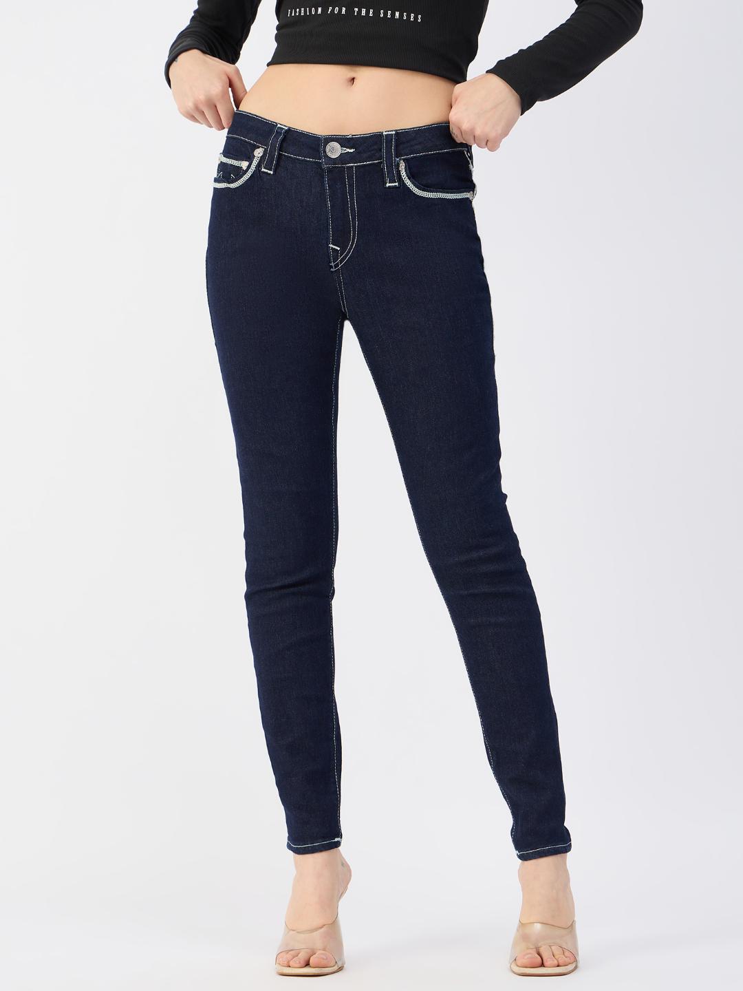 True Religion Womens SN Jennie Skinny Fit Blue Mid Rise Jeans