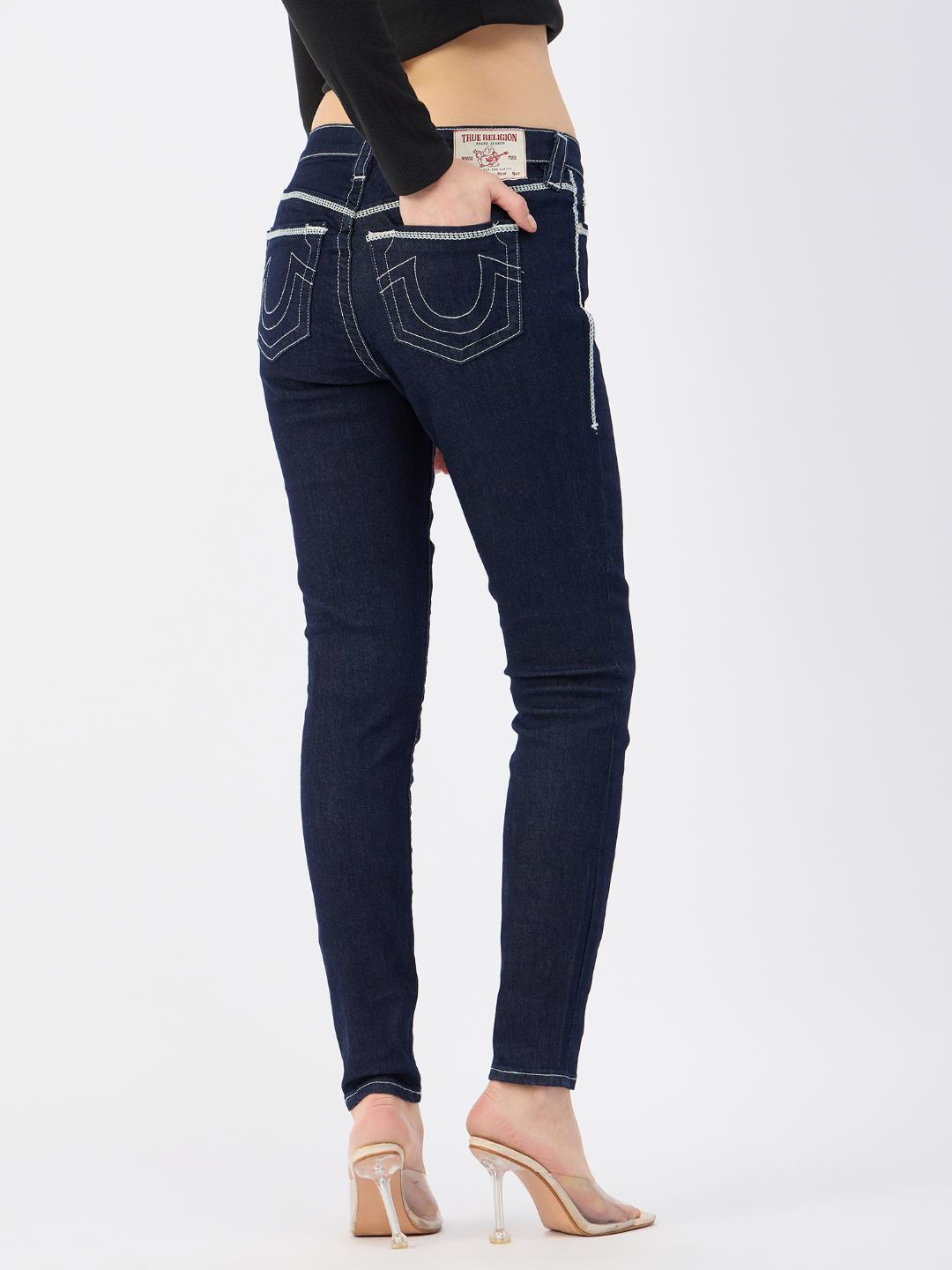 True Religion Womens SN Jennie Skinny Fit Blue Mid Rise Jeans