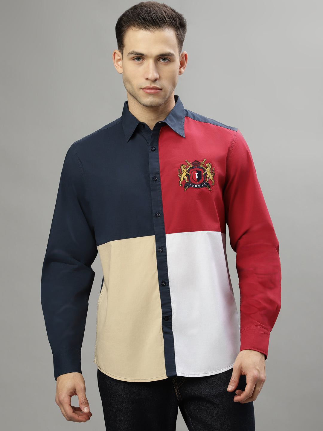 Iconic Multi Color Fashion Logo Regular Fit Shirt