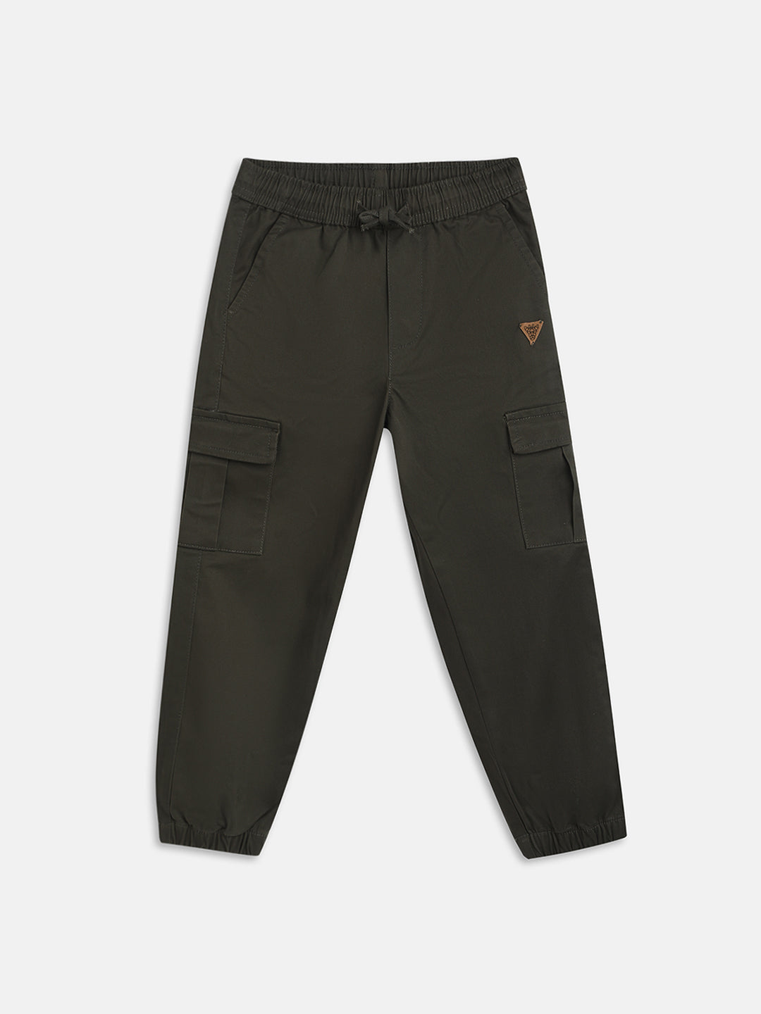 Blue Giraffe Boys Olive  Solid Regular Fit Trouser