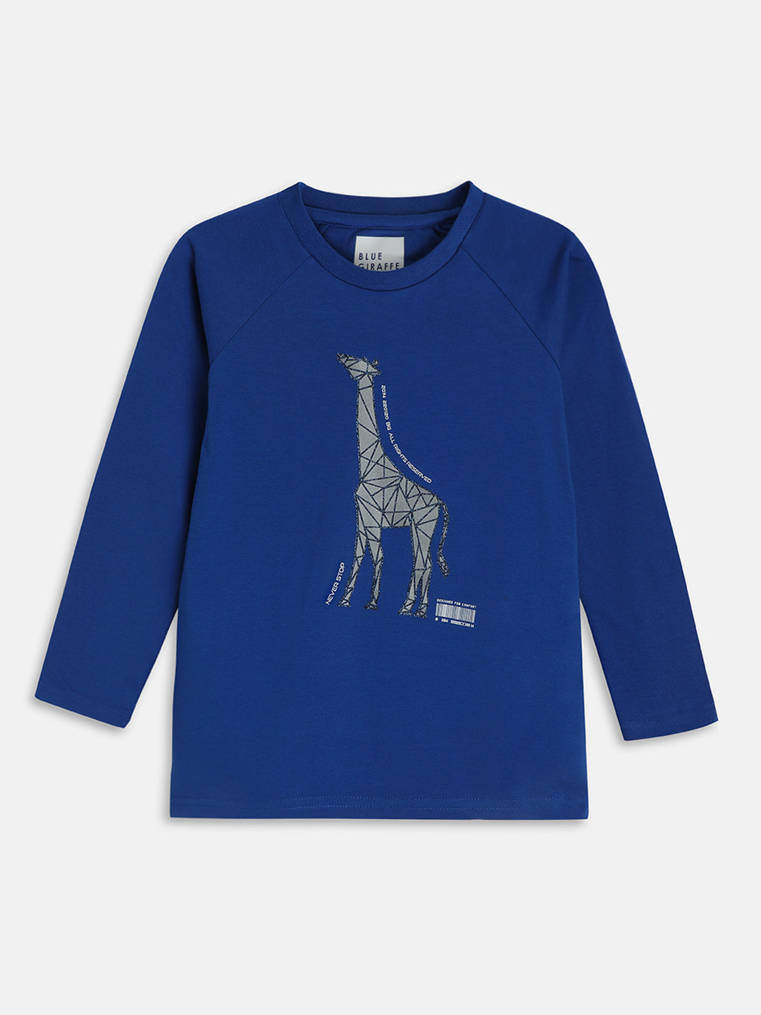 Blue Giraffe Boys Blue Solid Round Neck TShirt