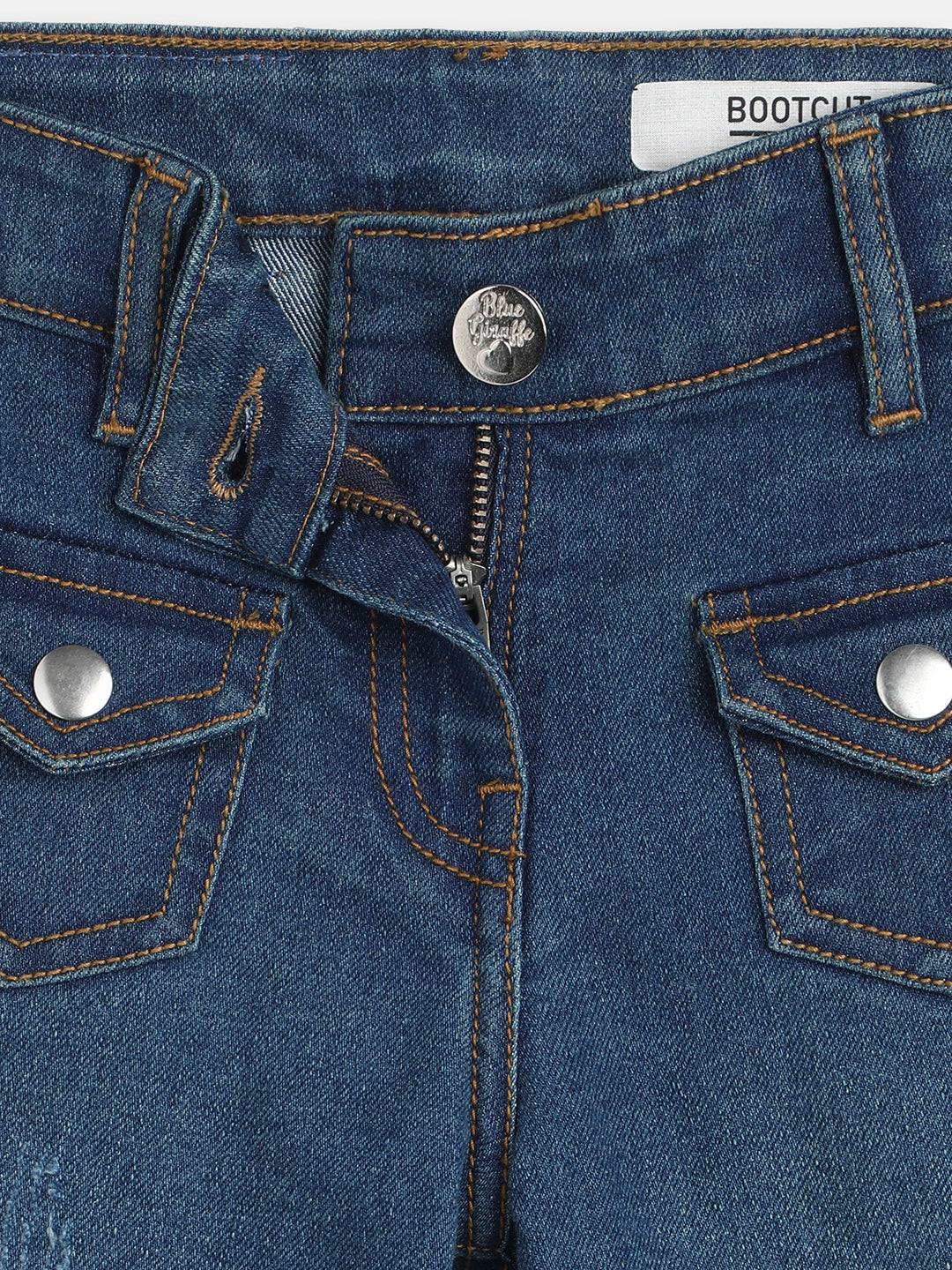 Blue Giraffe Girls Blue Washed Regular Fit Jeans